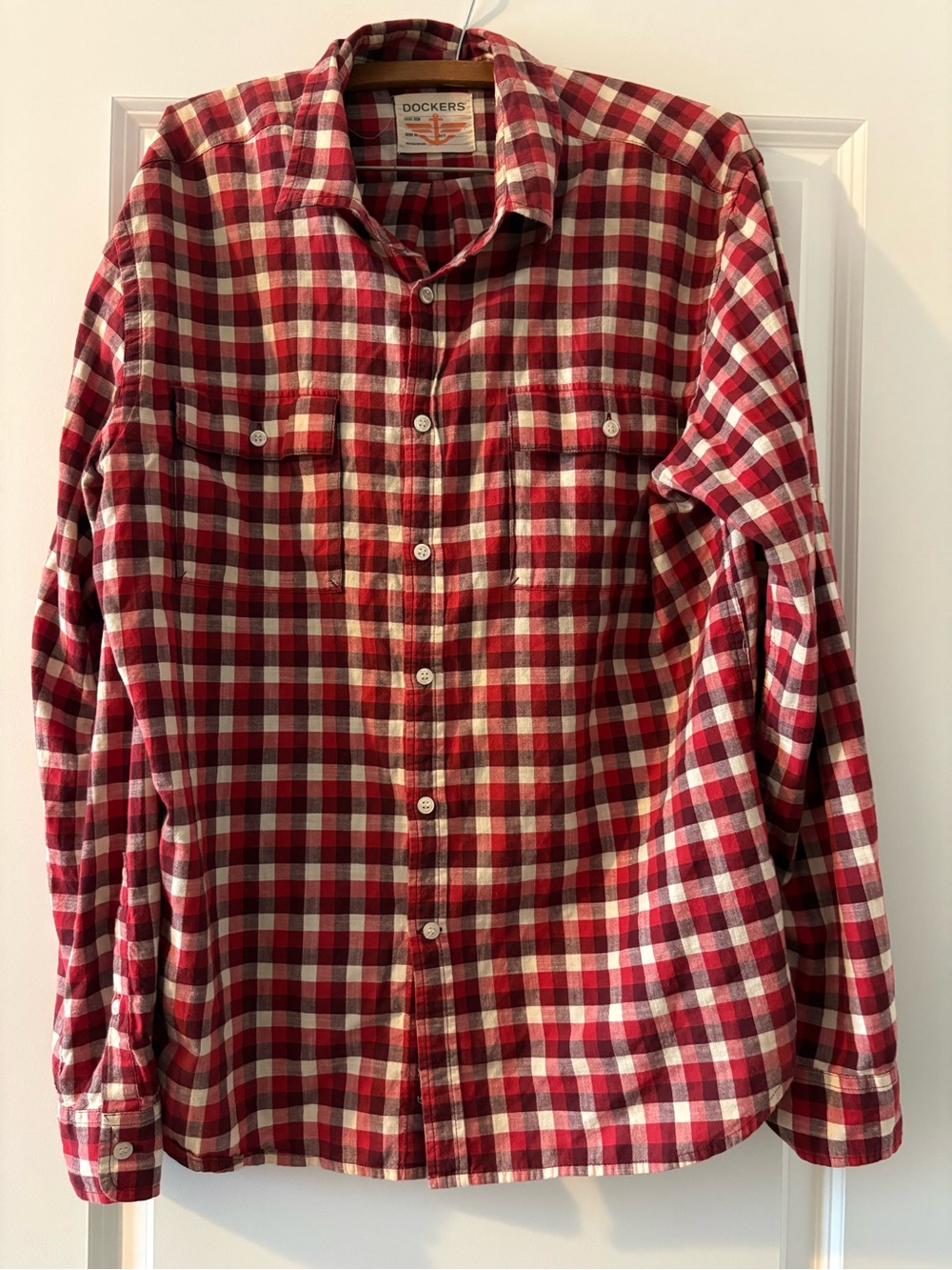 Dockers Red and White Plaid Button-Down Shirt